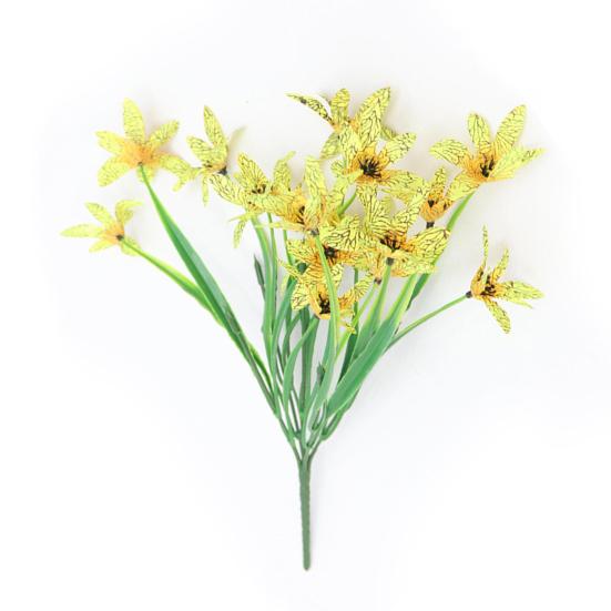 Моделирование растения, устойчивое к ультрафиолетовому излучению, не выцветает, низкие эксплуатационные расходы, 5 раздвоенных весенних трав, искусственные цветы, садовые украшения для дома