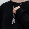 New Feather Pendant Hip Hop Titanium Steel Necklace Nightclub Personalized Trendy Versatile Simple Sweater Chain
