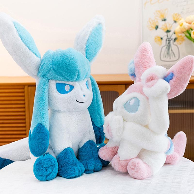 40-80cm Sylveon Glaceon Plush Toys Stuffed Doll Cartoon Plushie Anime Eevee Pillow Xmas Birthday Gift for Kids