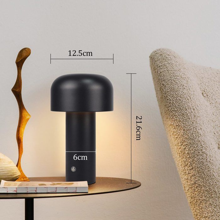 Lampe de table - NETTLIFE - Lampe champignon - 2 W - rechargeable sans fil - intensité variable