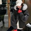 Зимняя американская куртка-пальто с большим меховым воротником и капюшоном, на пуху и хлопковой подкладке, женская, с чувством дизайна, короткая, толстая, на хлопковой подкладке, чтобы преодолеть.