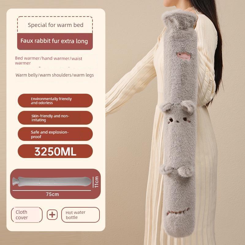 Extra-Long Water-Filled Hot Water Bottle for Winter, Large Size for Bed, Extra-Large Ultra-Long Strip Warm Water Bag, Anti-Explosion Device for