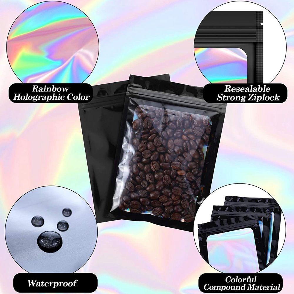 Plastic Holographic Resealable Aluminum Foil Smell Proof Bags Foil Pouch Sealing Bag Packaging Bags
