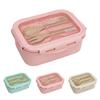 850ML Lunch Box Large Capacity Portable Two Compartments Bento Container with Tableware Office Supply