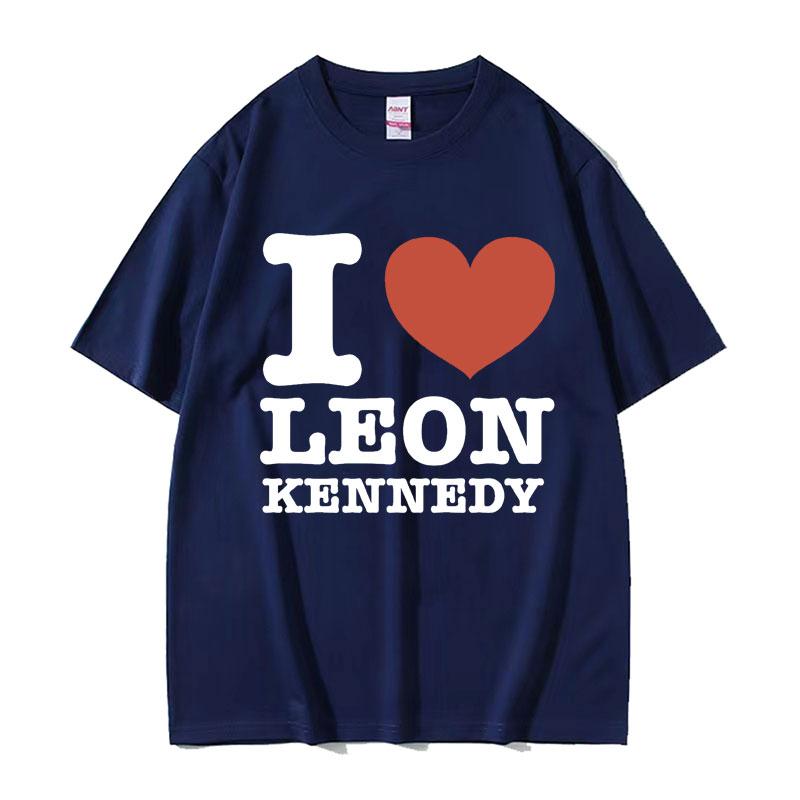 I Heart Leon Kennedy Print TShirts Unisex Womens Clothing Fashion Vintage T Shirt Male Oversized Cotton Short Sleeve Tshirt Tops