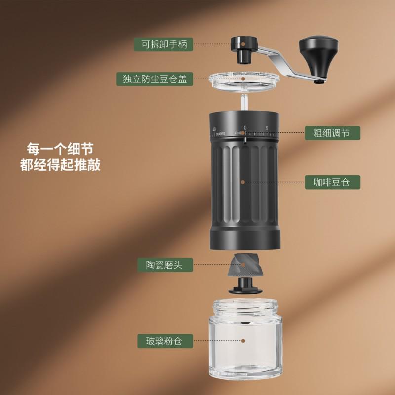 Manual Coffee Grinder Hand Crank Burr Mill Home Use Compact Adjustable Grind Size Black