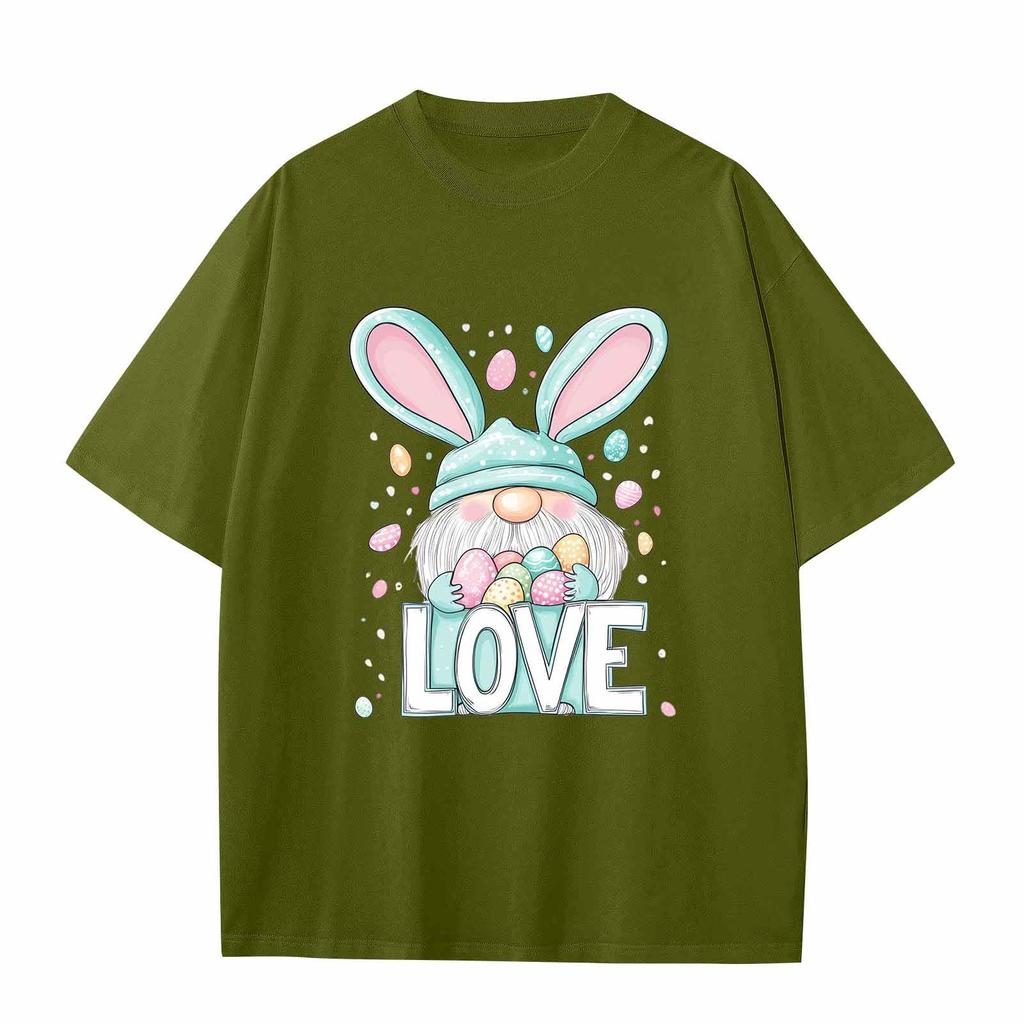 Boys And Girls Casual Loose Easter Print T-Shirt Round Neck Pullover Short Sleeve Top
