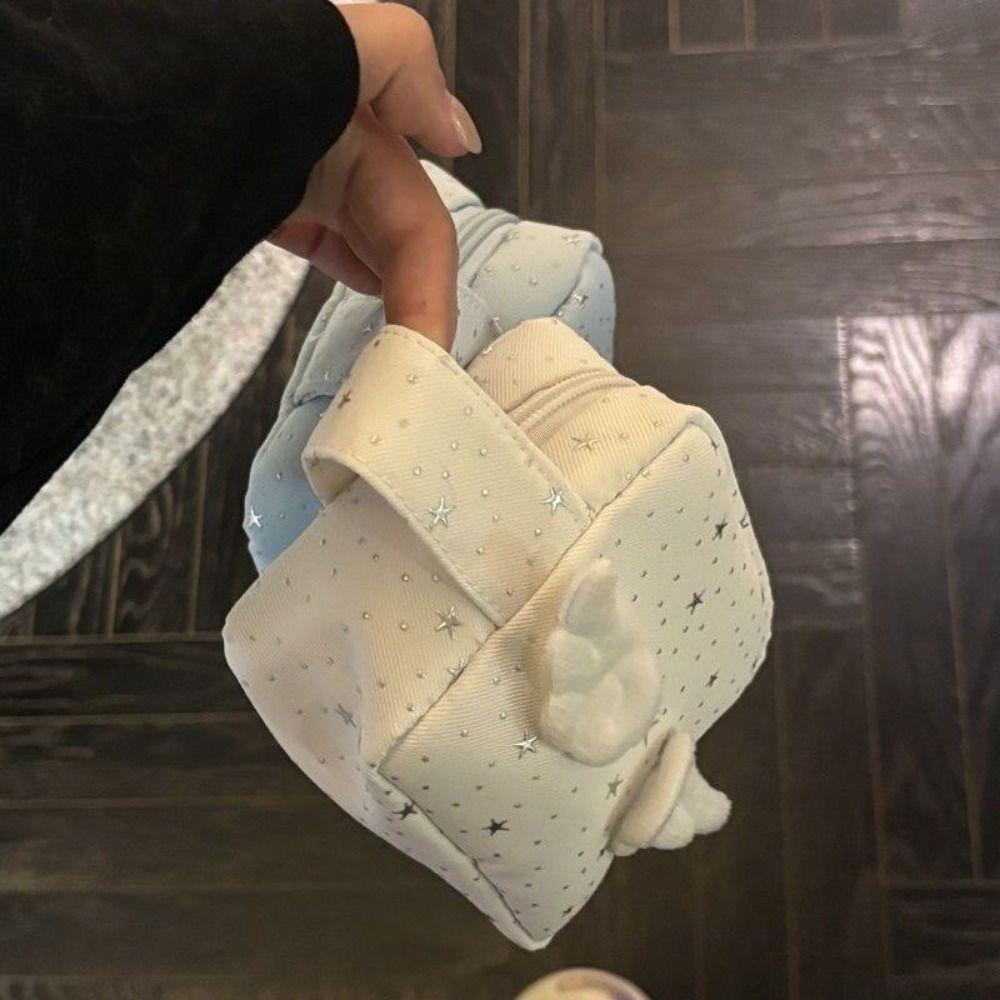 Mini Size Makeup Bag for Women with Handle Wings Patchwork Portable Instant Camera Bag Multi-Purpose Reusable Zipper Coin Purse