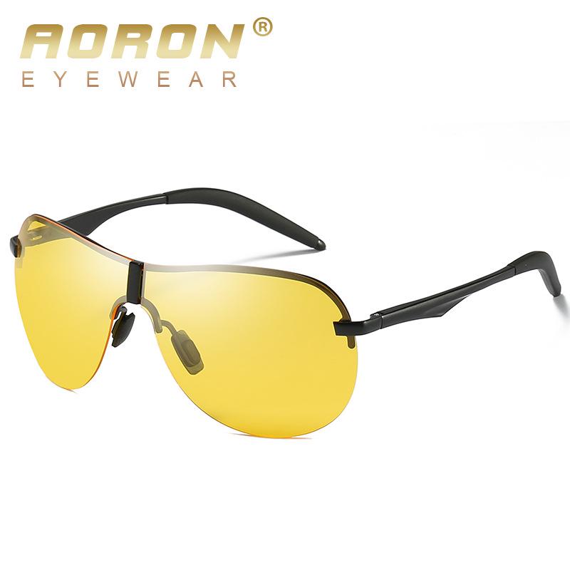 Мужские поляризационные солнцезащитные очки в алюминиевой оправе ночного видения, уличные модные солнцезащитные очки для вождения, рыбалки, солнцезащитные очки