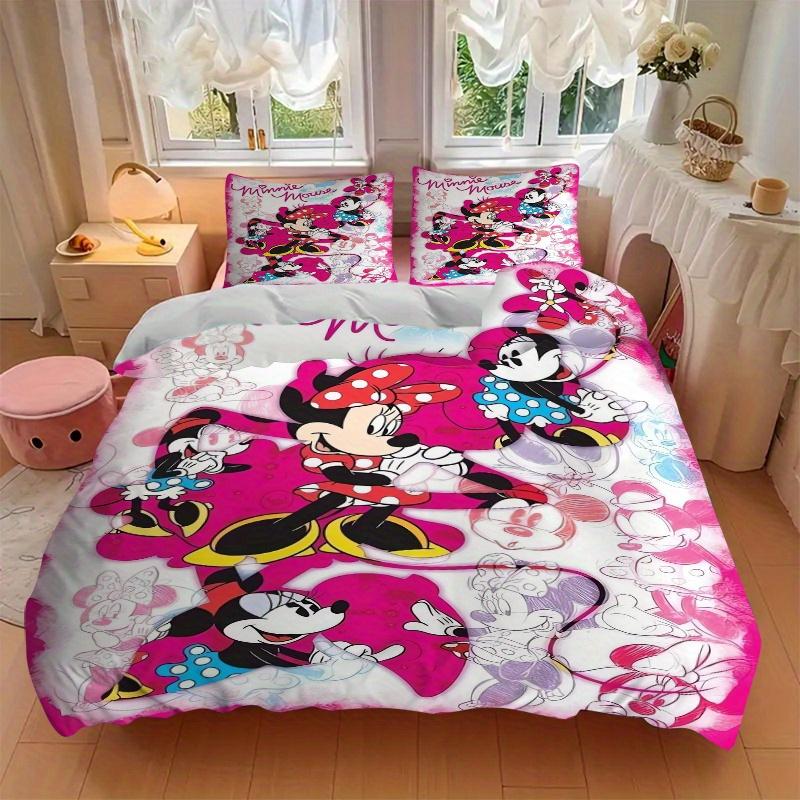 3pcs Pink Minnie Mouse Quilt Cover Set - Soft and Cozy Bedroom, Guest Room and Dorm Decorative Bedding 3-Piece Set 1 Quilt Cover + 2 Pillow Shams