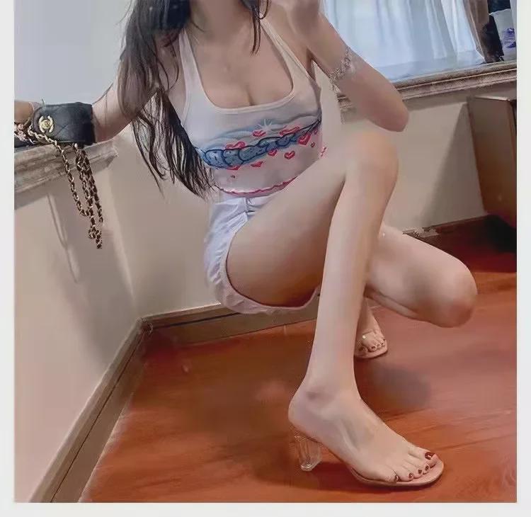 Женские модные босоножки на высоком каблуке с толстым каблуком и прозрачным ремешком, лето 2025 г.