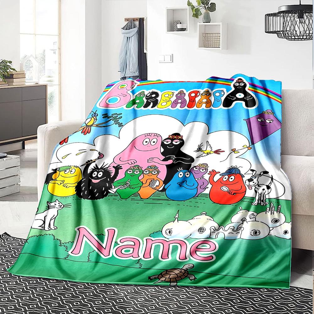 Customiz Name Personality Barbapapa (2) Blanket Soft &Warm Sofa Office Bed Travel Lunch Break Blanket, Gift Suitable for All Seasons