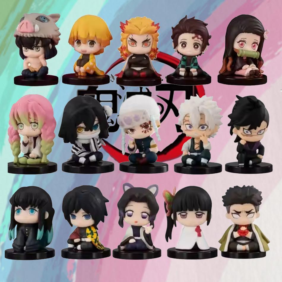 Оптовая продажа фигурок Q Posket Demon Slayer Мини-фигурки Наборы из 15 штук Kimetsu No Yaiba Маленькие ПВХ-куклы Украшение для рабочего стола
