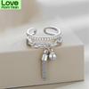 New Link Chain Tassel Gold Color Ring Zirconia With Spike Pendant Charm Fingure Ring For Women Opening Adjustable Ring