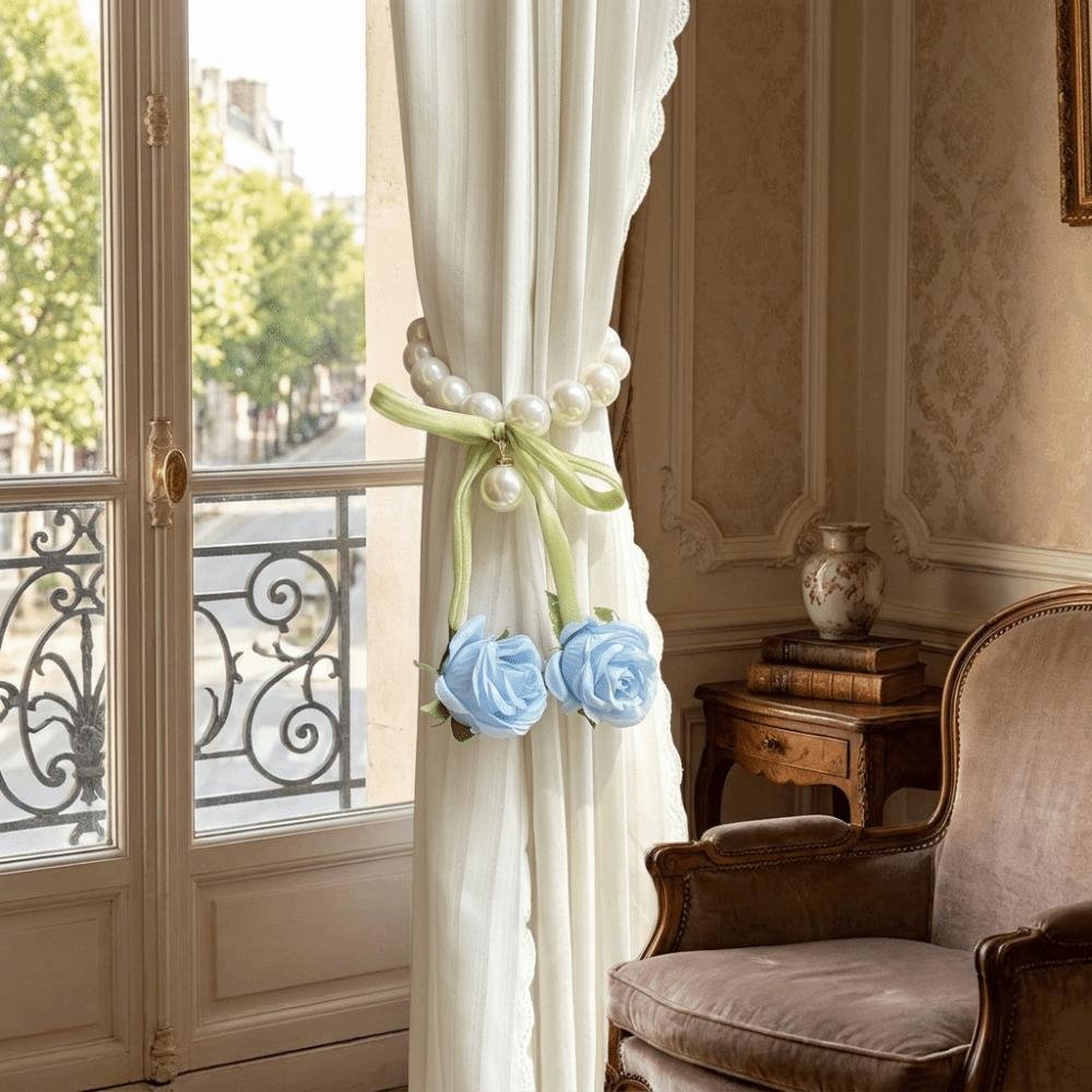 2PCS Decorative Rose Curtain Straps Portable Curtain Binding Curtain Buckle  Living Room