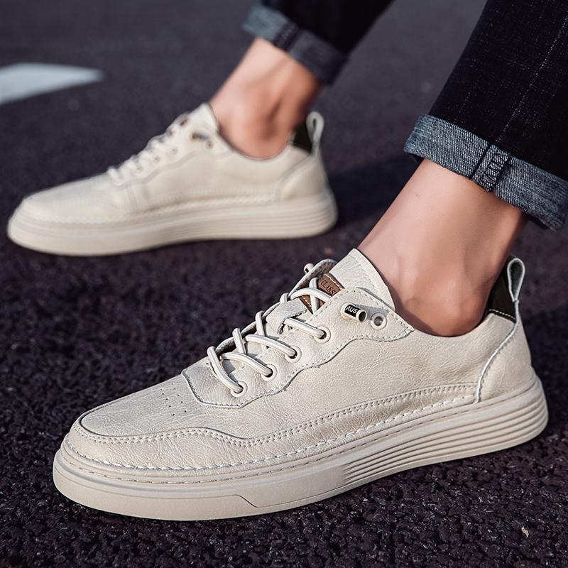 Модные мужские кроссовки на шнуровке, весна-осень, мужская повседневная обувь, мужская обувь из натуральной кожи с мягкой подошвой, коричневые/черные/бежевые туфли