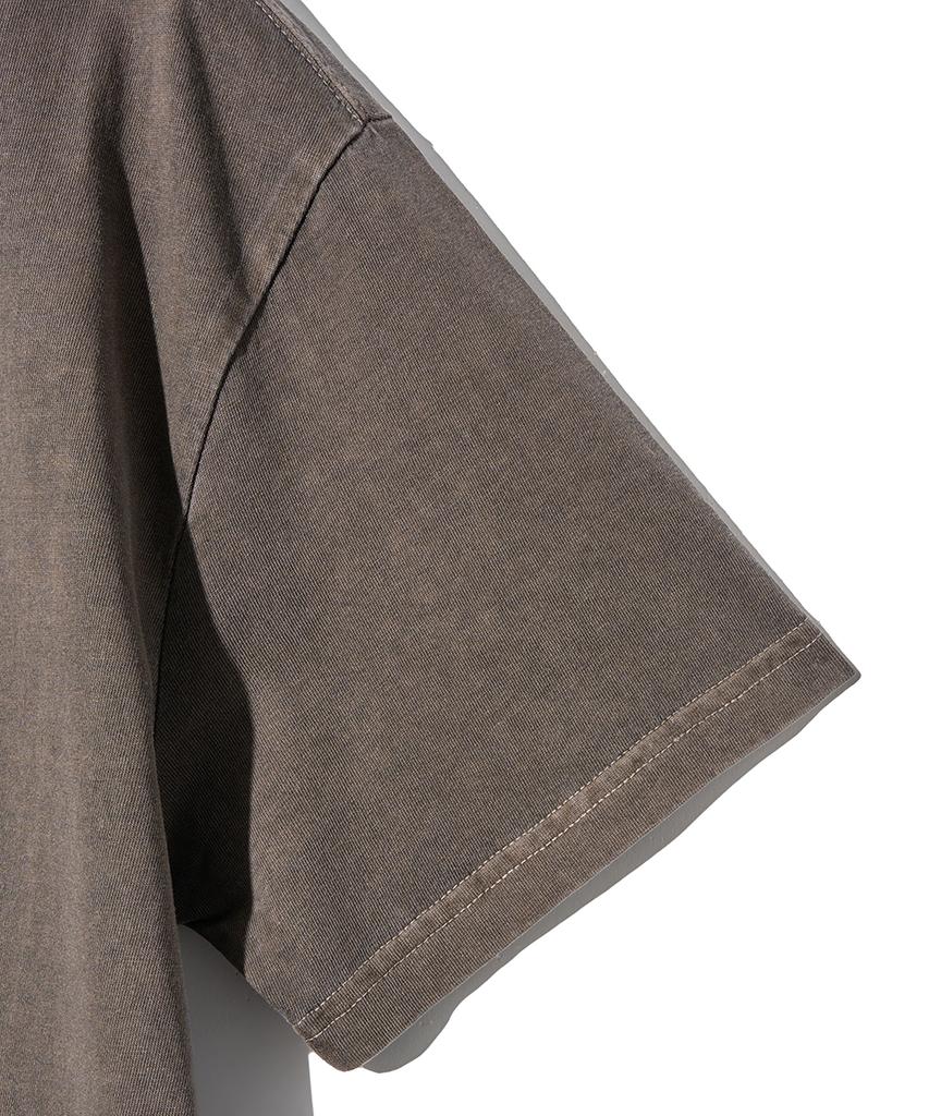 GAKKAI UNIONS Symbol Over-Crop Pigment Embroidered T-Shirt Khaki Mocha