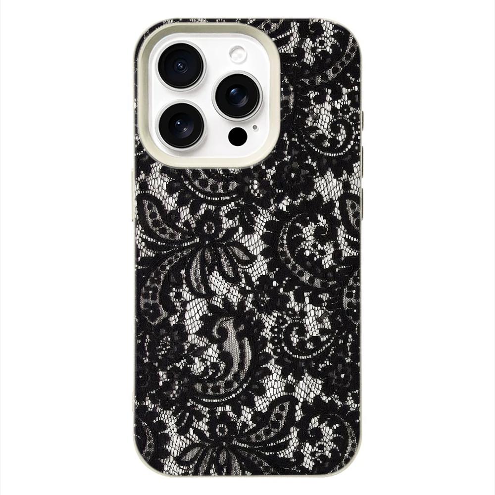 Черный Кружевной Чехол Для Телефона Для IPhone 17 16 15 Plus 11 13 12 14 Pro Max 16e 17 Air Мягкий Силиконовый Чехол Ударопрочные Чехлы