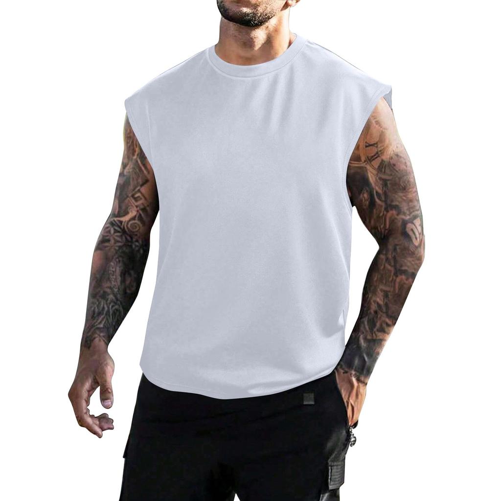 Men's Summer Mesh Solid Color Wide Shoulder Vest Men's Casual Sports Vest