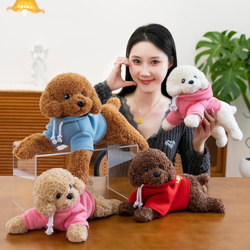 Teddy Hoodie Dog Plush Toy Cute Cartoon Collar Animal Doll Girl Birthday Gift