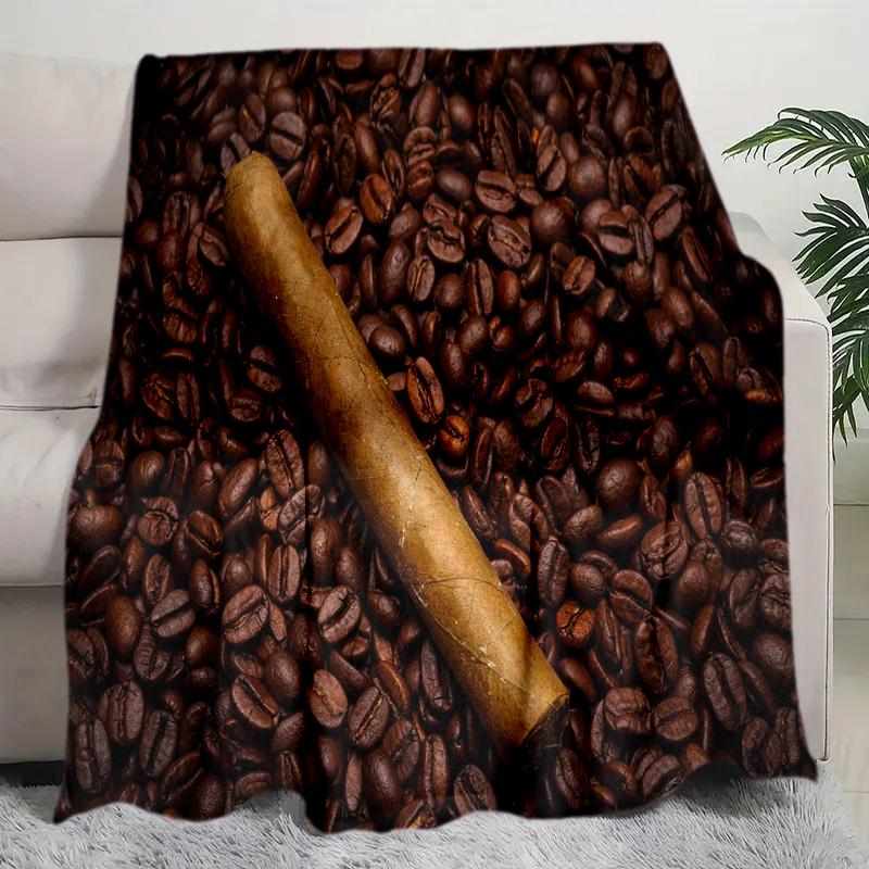 Coffee Bean Cigar Blanket Soft Comfortable All Seasons Perfect Sofa Office Naps Trips Birthday Gift Christmas Present