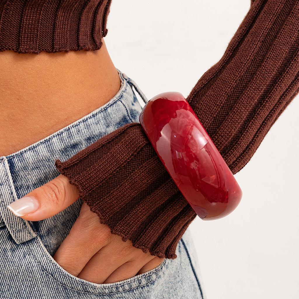 Винтажный круглый браслет-манжета из смолы с шармами для женщин, модная бижутерия, акриловый широкий геометрический браслет для вечеринки для девочек