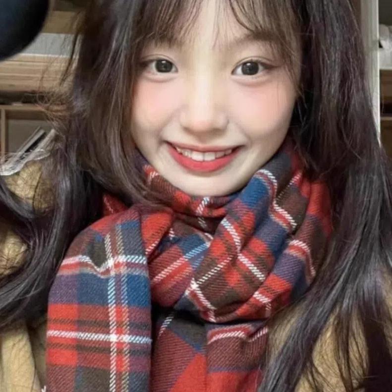 Thickened Knitted Plaid Scarf Korean Style Winter Cashmere Shawl Y2K Checkered Scarf  Unisex