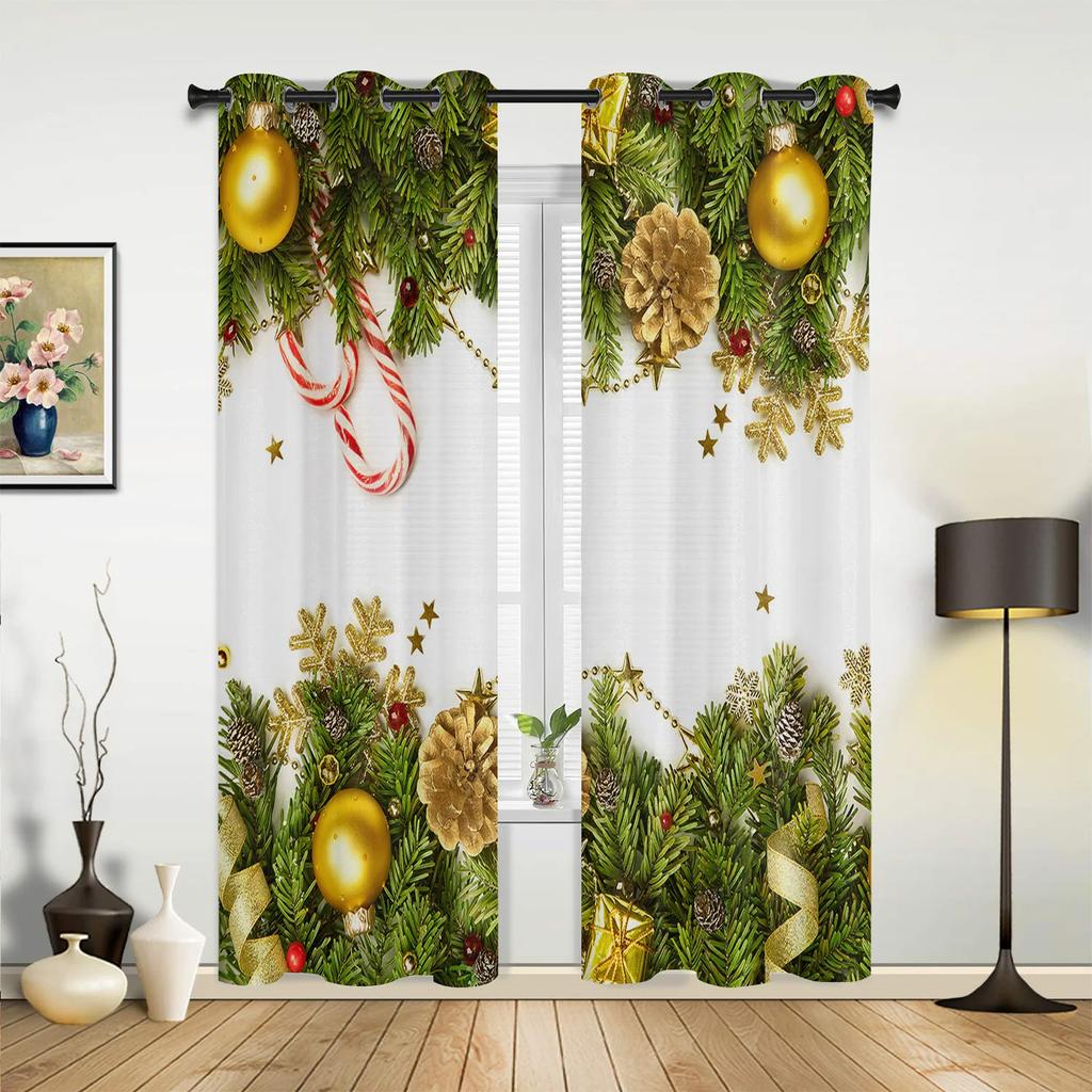 Рождественская комната Рождественская елка камин шторы для спальни гостиная шторы кухня детские окна занавески домашний декор