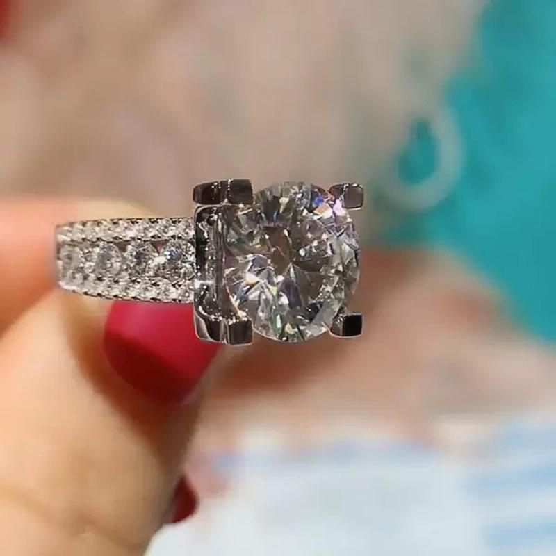 Новые классические обручальные кольца Кольца вечности для женщин Ослепительно белый фианит с камнем Предложение Обручальные кольца Роскошный подарок любви