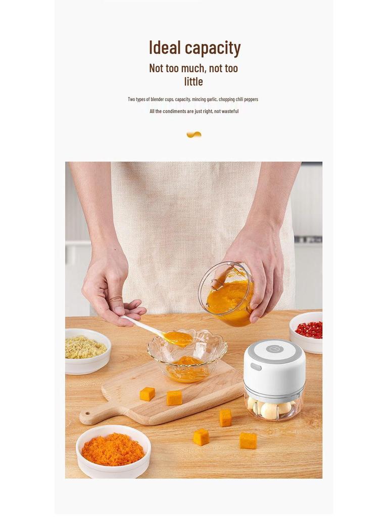 Compact Wireless Electric Garlic Chopper & Masher: Multi-functional Kitchen Tool for Mincing and Mashing Garlic