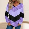 Women's Fashion Casual Long Sleeve Printed V- Neck Sweater Top