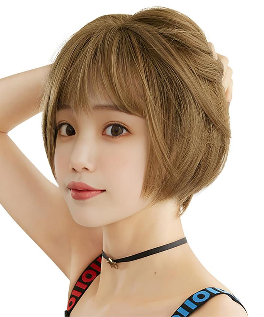 FORCUTEU Wig Short Bob Blonde Full Wig for Women Natural Small Face Heat Resistant Everyday Use Included Net/Comb