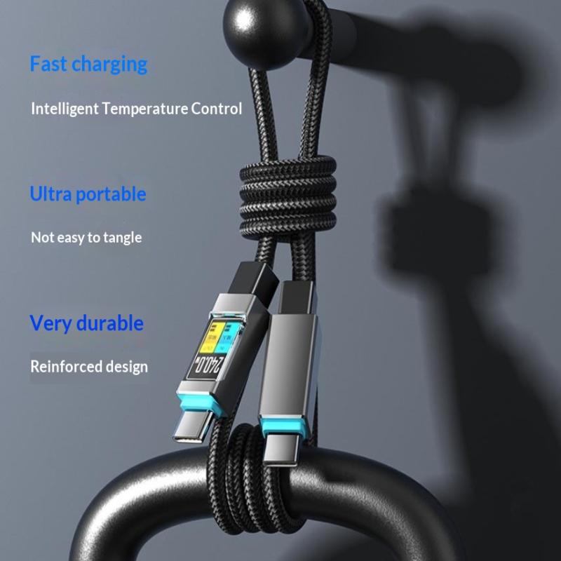 240 Вт USB-C на USB-C PD Кабель для быстрой зарядки Цифровой дисплей Высокоскоростной шнур для синхронизации данных для 15 Автомобильных путешествий