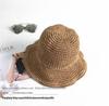 Women's Foldable Hand-Crocheted Straw Beach Hat with Rolled Brim