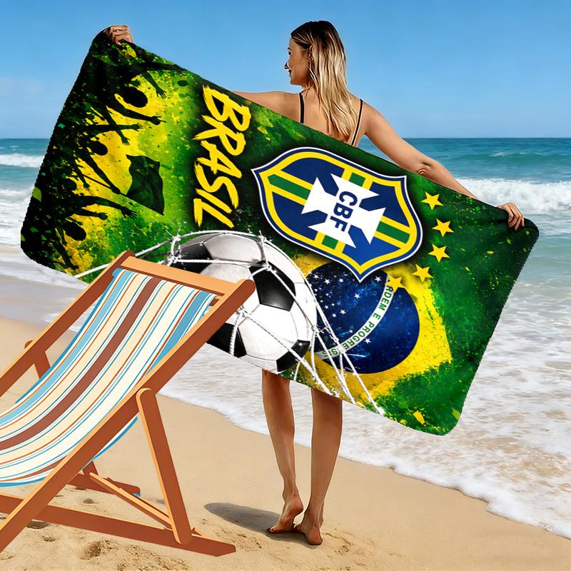 CBF Brasil Print Beach Towel, Large Soft Quick Dry Towel for Beach Camping Swimming