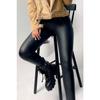 Black Winter High Waist Leather Leggings With Fleece Lining And Lycra