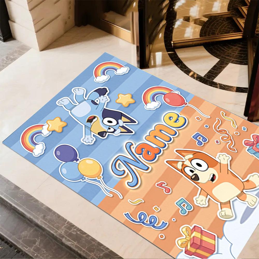 Happy Birthday Celebration Customizable Name Floor Rug Office Rug Suitable for Bedrooms Balcony Entryway Playrooms Anti-slip Rug Decorate Offices