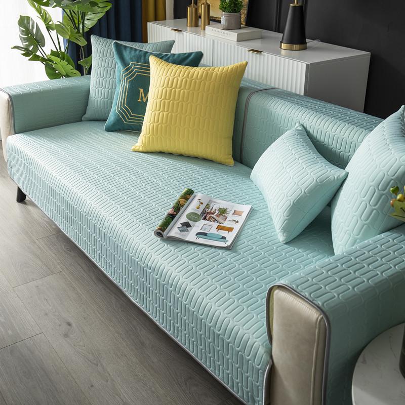 Однотонный нескользящий латексный чехол для дивана из ледяного шелка, подушка для сиденья, чехол для дивана для гостиной, подлокотник, полотенце, L-образный угловой чехол для дивана