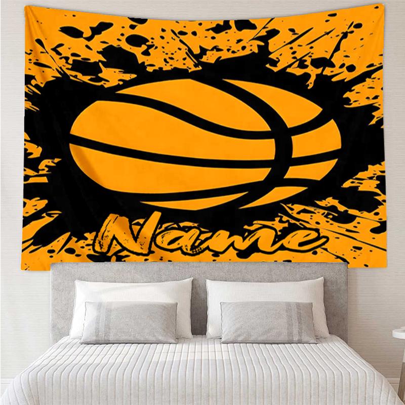 Custom Name basketball Print Tapestry, Backdrop, Easy Setup, Ideal for Bedroom, Office & Living Room, with Aesthetic Wall Hanging Decor.