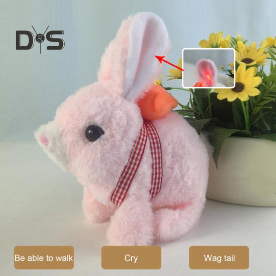 Electronic Rabbit Toy Interactive Electronic Pet Plush with Sounds And Movements Animated Walking Wiggle Ears Handmade Bunny Toys Gift for Toddlers