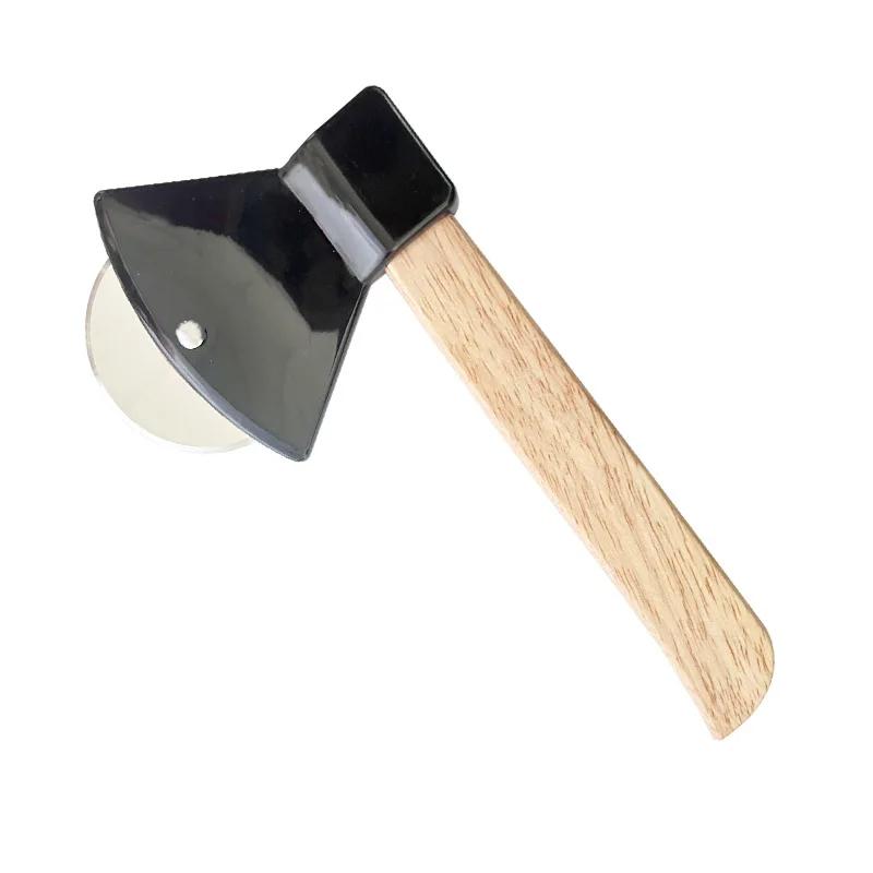 Строгальный топор, нержавеющая сталь, нож для пиццы с дубовой ручкой, одноколесный нож для пиццы, средний топор для выпечки, нож для пиццы