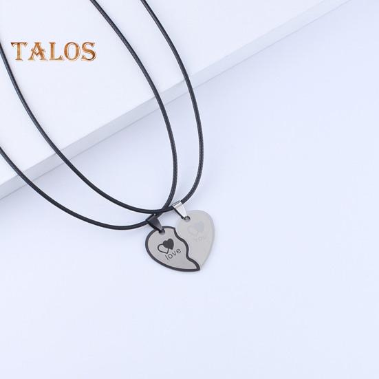 1 пара парных ожерелий с подвеской в виде сердца и символом любви из гальванического сплава, подарок на годовщину ко Дню святого Валентина, украшения на шею