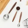 Кофейная ложка из нержавеющей стали 4/8/25 мл, деревянная ручка, мерная ложка, орех, длинная ручка, кофейные ложки, кухонные принадлежности для выпечки в кафе