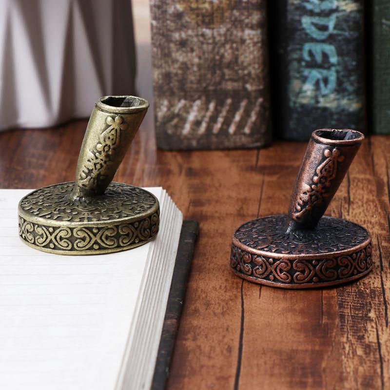 Металлический круглый держатель для перьевых ручек для перьевых гусиных перьев, школьные канцелярские принадлежности, подарок для студента