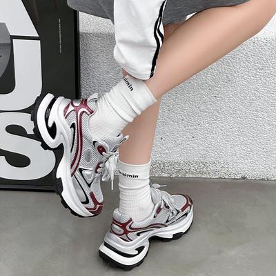 Толстоподошвенные увеличивающие рост кроссовки для папы женские весенние новая расцветка кожаные удобные и дышащие повседневные спортивные кроссовки для бега