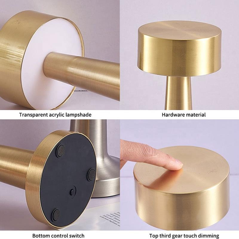 Современная металлическая гантель, светодиодная настольная лампа для бара, сенсорный датчик, ретро настольный ночник, USB аккумуляторная беспроводная лампа для ресторана