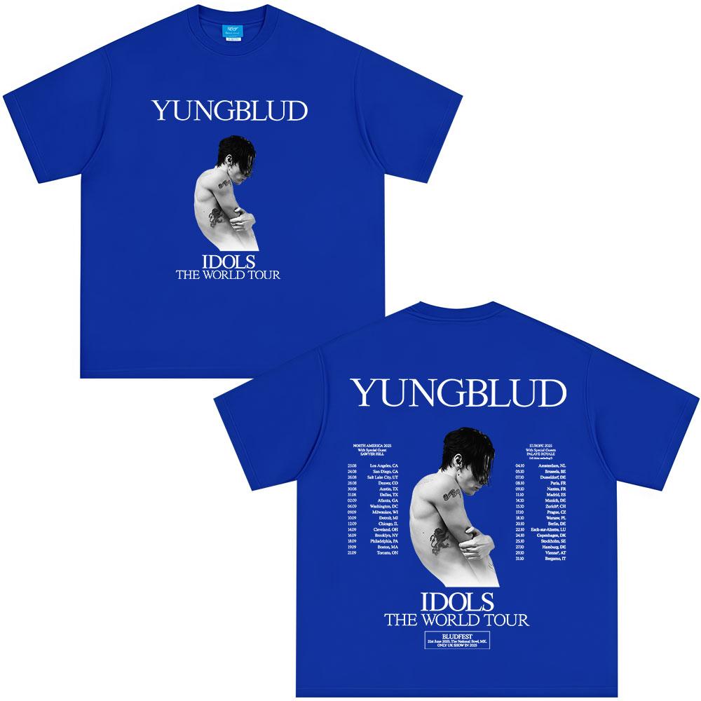Yungblud IDOLS Мировой Тур 2025 Футболки Подарок для Фанатов Унисекс Женские Хип-Хоп Футболки с Коротким Рукавом Оверсайз Повседневные Хлопковые Футболки
