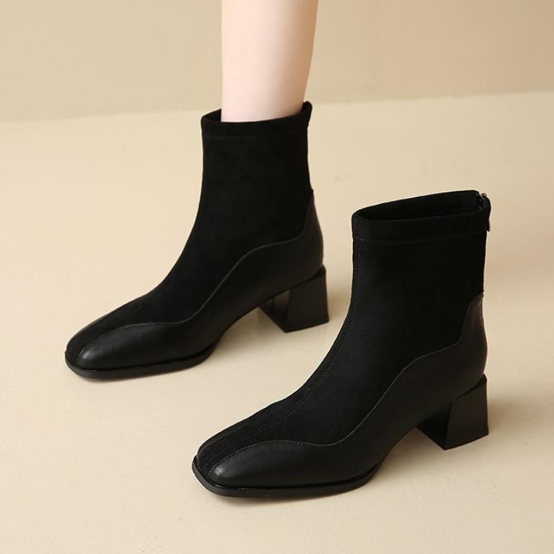 Элегантные женские ботильоны тренд новая обувь на высоком каблуке квадратный носок массивные челси 2025 зимние туфли для вечеринок сексуальные боты