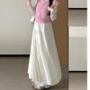 Белая юбка-торт Женская летняя новая юбка с высокой талией, прилегающая, длинная, маленькая драпированная юбка миди
