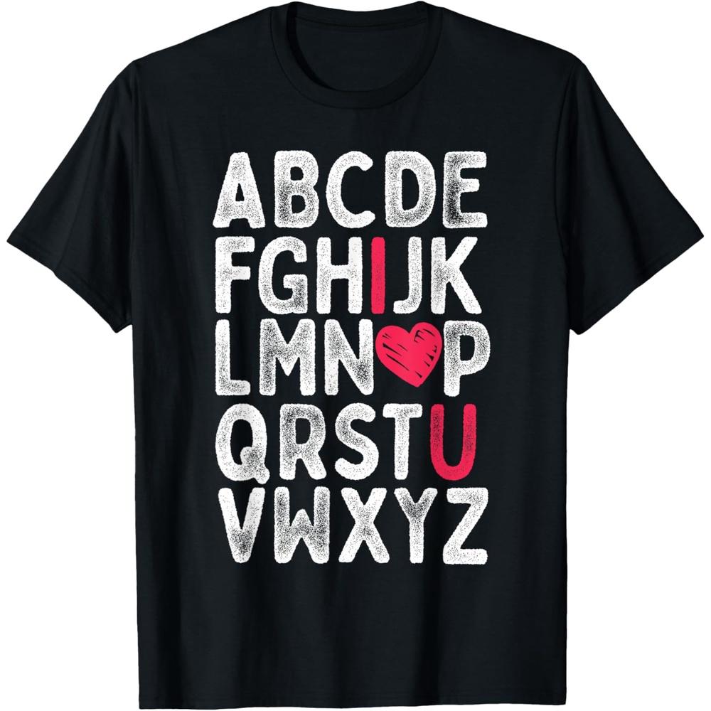 Happy Valentine's Day Cute Retro Teacher Alphabet Graphic Cotton Men T Shirt